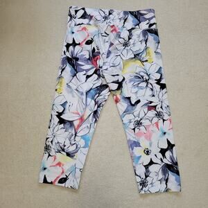 EUC Calvin Klein XL Performance Wick Cropped Floral Leggings Yoga Active Pants